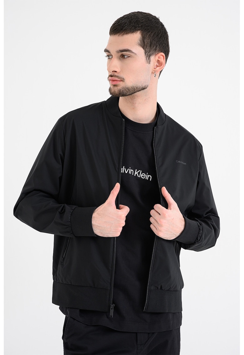 Jacheta bomber cu buzunare cu fermoar - Negru