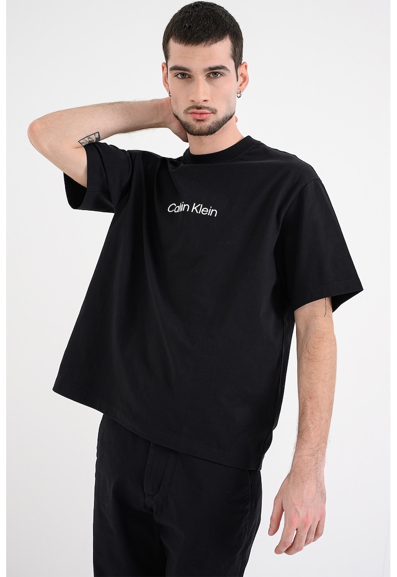 Tricou relaxed fit cu imprimeu logo Standard - Negru