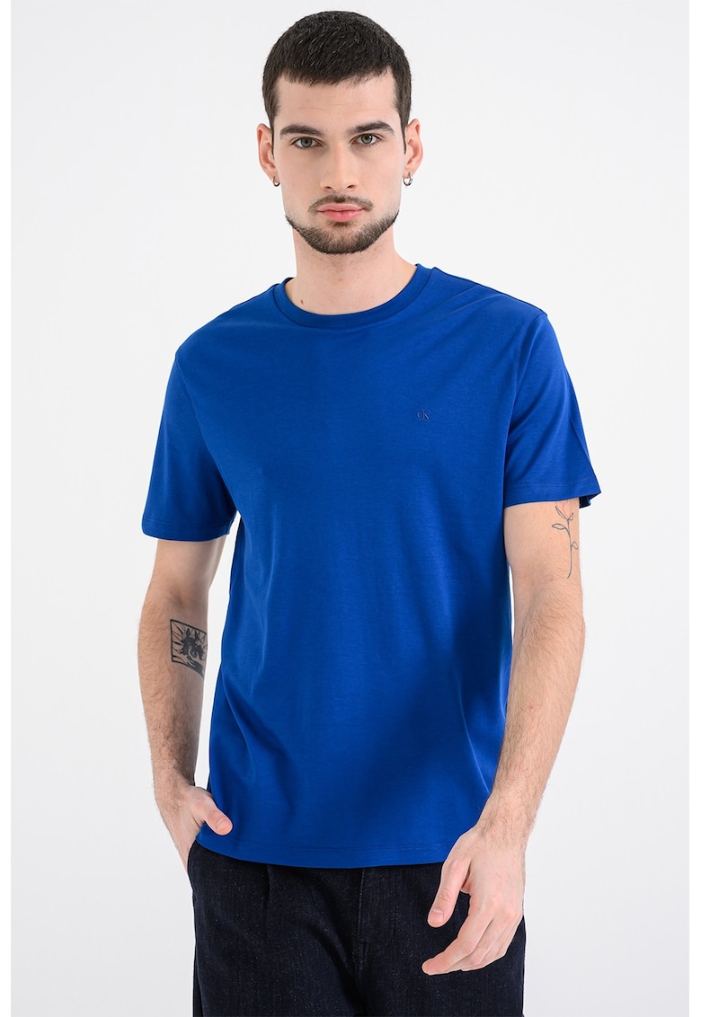 Tricou regular fit cu decolteu la baza gatului