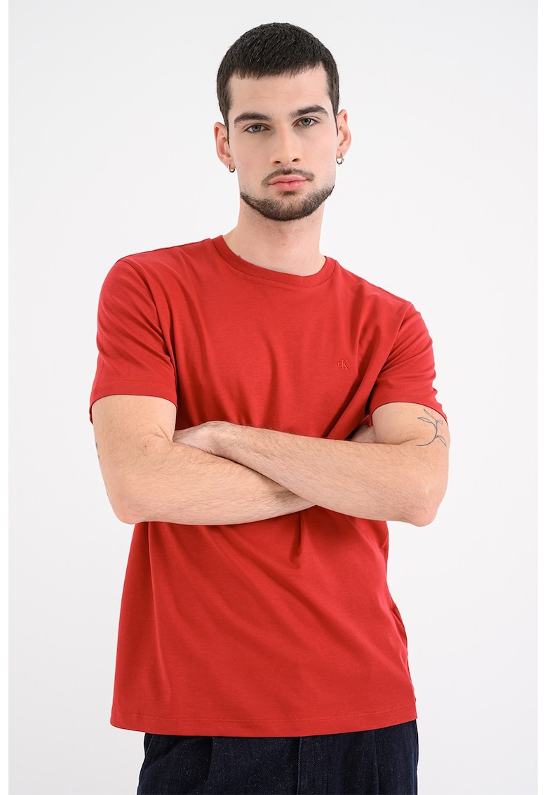 Tricou regular fit cu decolteu la baza gatului