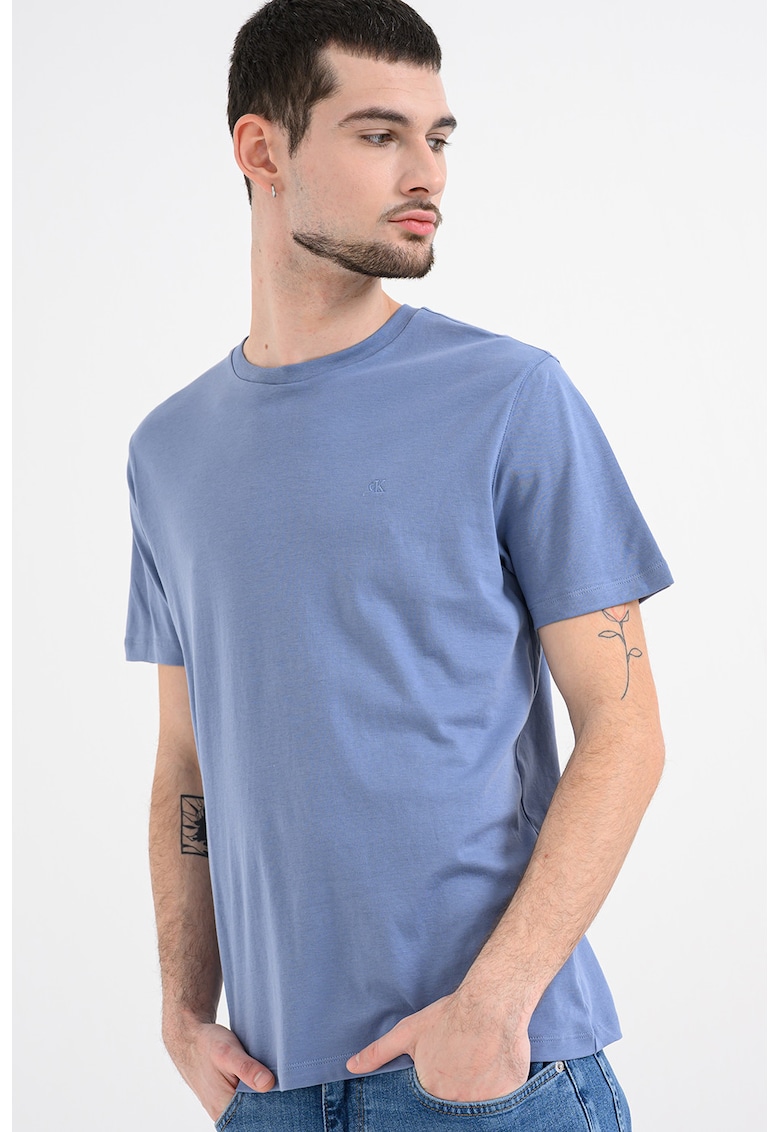 Tricou regular fit cu decolteu la baza gatului