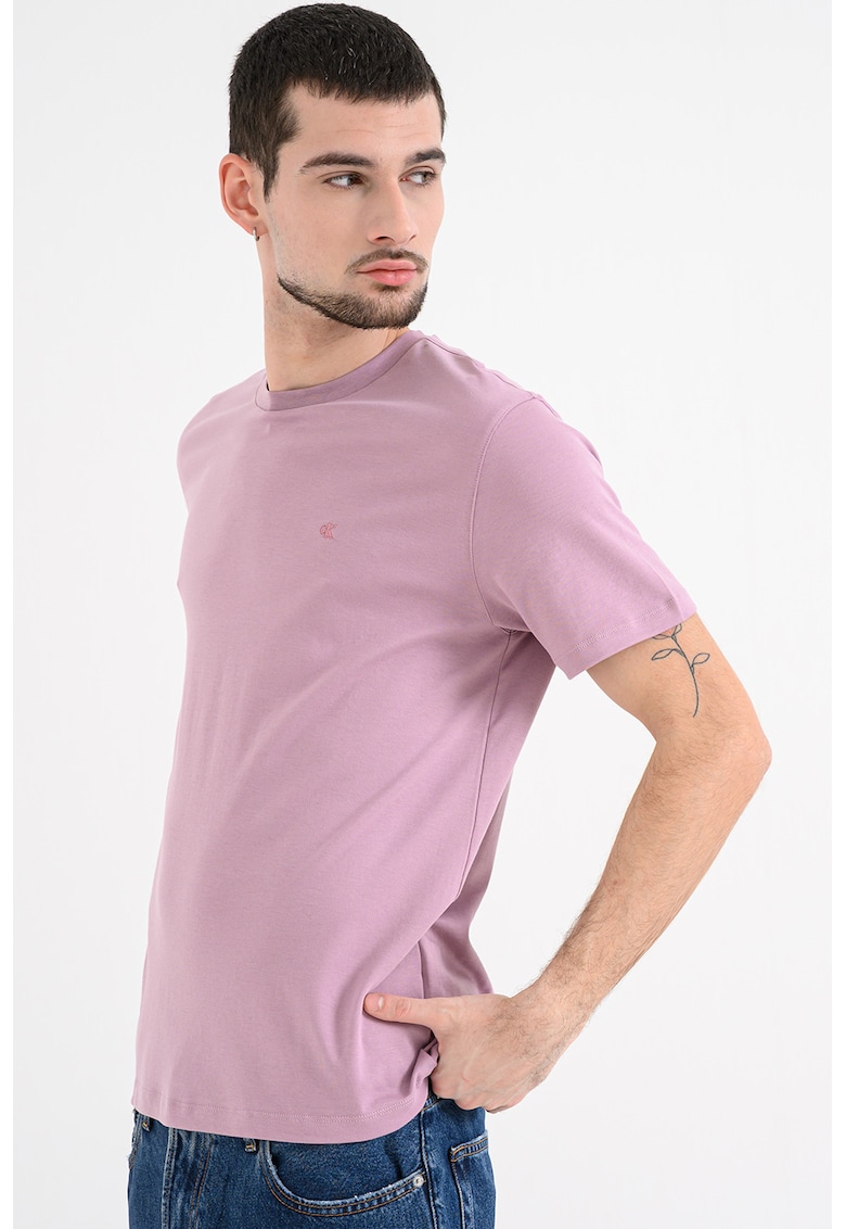 Tricou regular fit cu decolteu la baza gatului