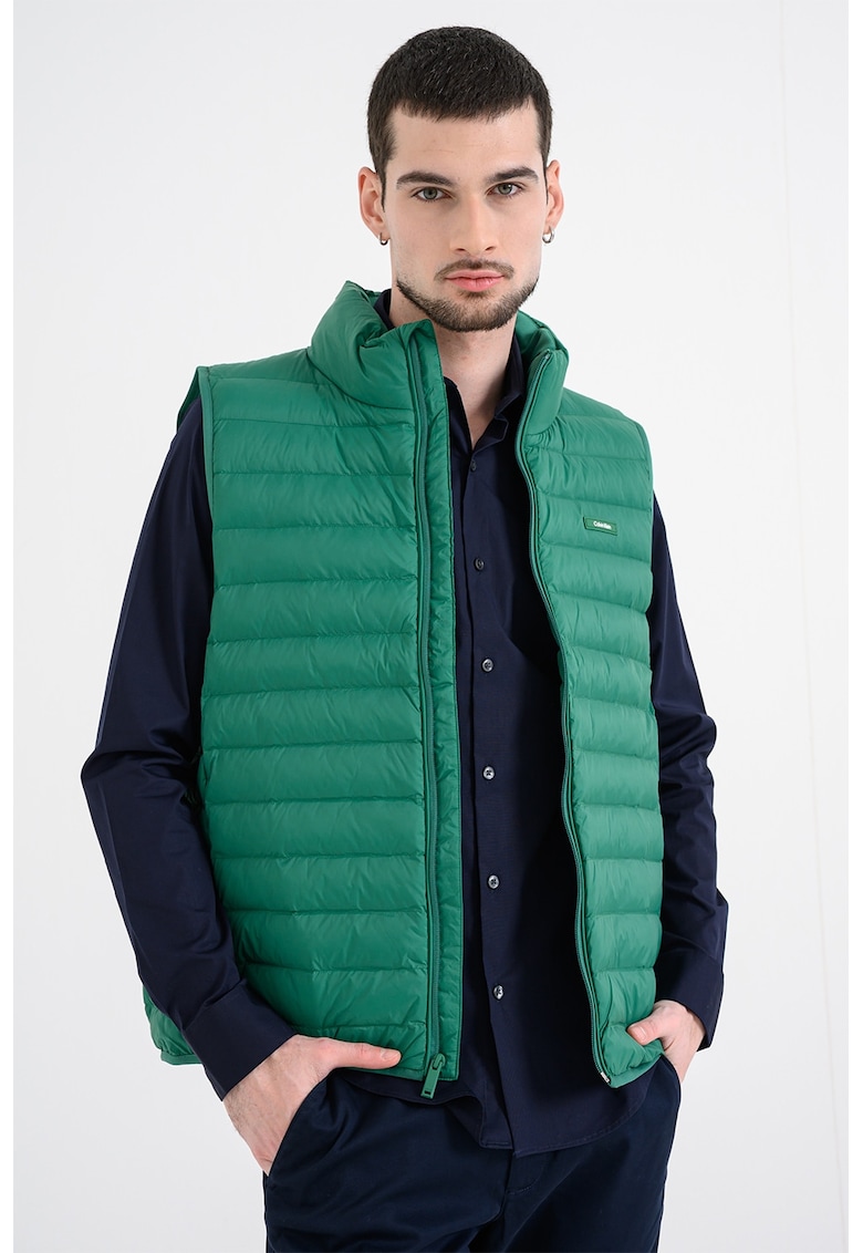 Vesta matlasata cu fermoar - Verde