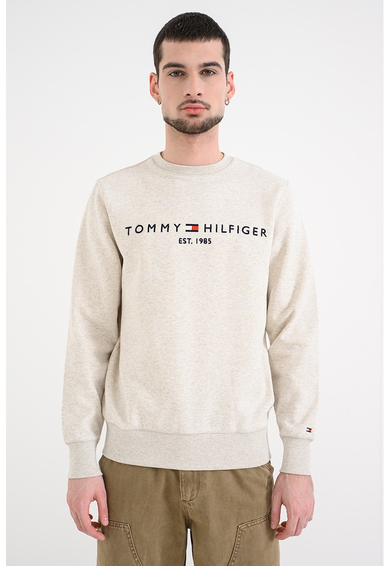 Bluza de trening din amestec de bumbac organic cu logo - Bej