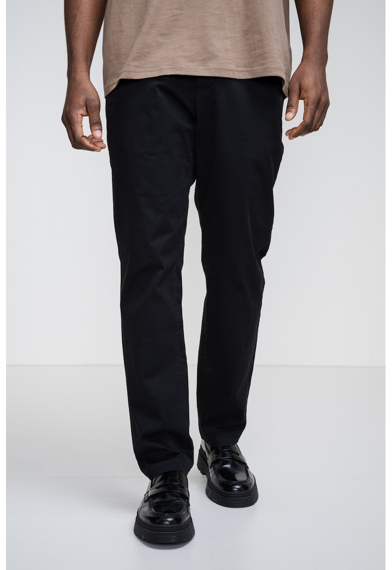 Pantaloni conici cu model uni - Negru