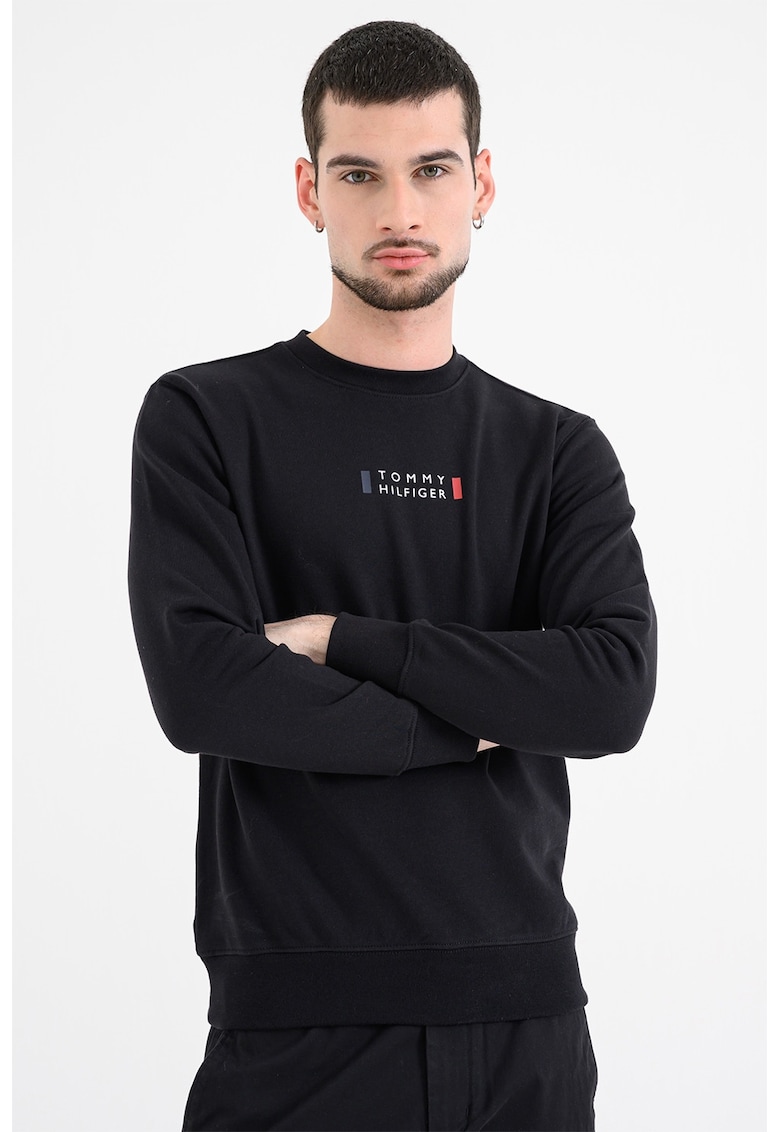 Bluza de trening cu croiala slim-fit - mansete elastice si terminatie - Negru