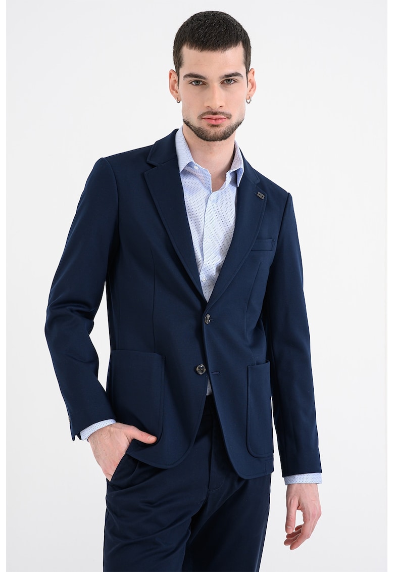 Sacou regular-fit cu model uni - Bleumarin
