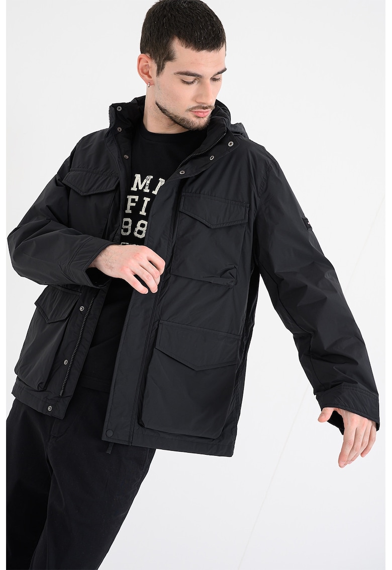 Jacheta pliabila cu buzunare cu clapa - Negru