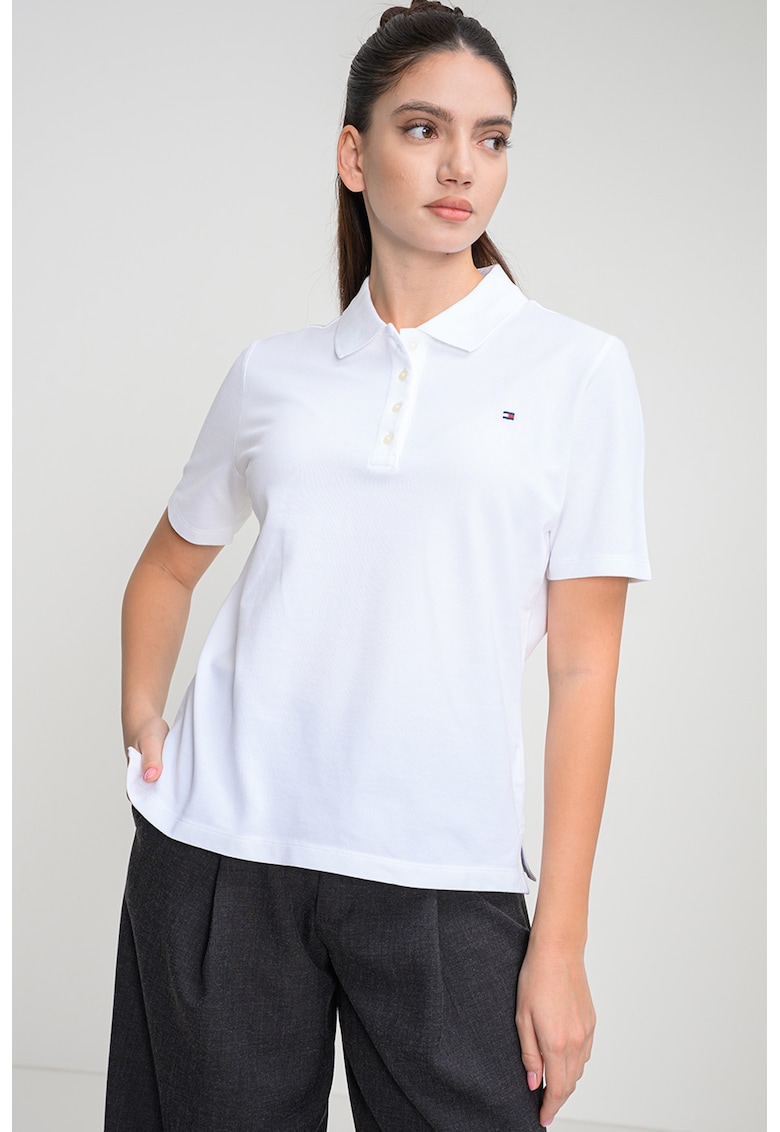 Tricou polo regular-fit cu logo discret - Alb optic