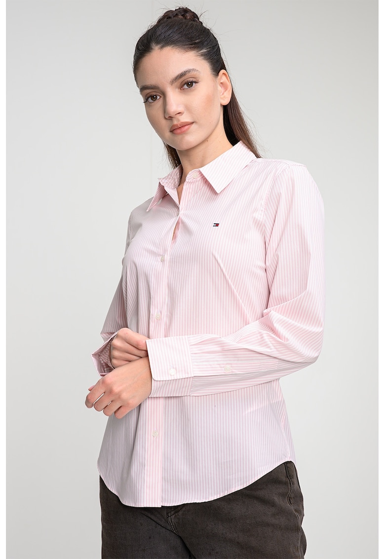 Camasa regular fit cu guler ascutit - Alb/Roz