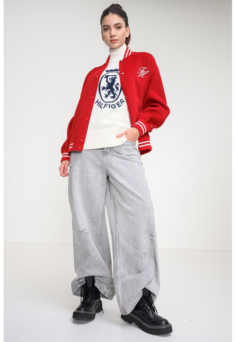 Jacheta regular-fit cu logo - Rosu