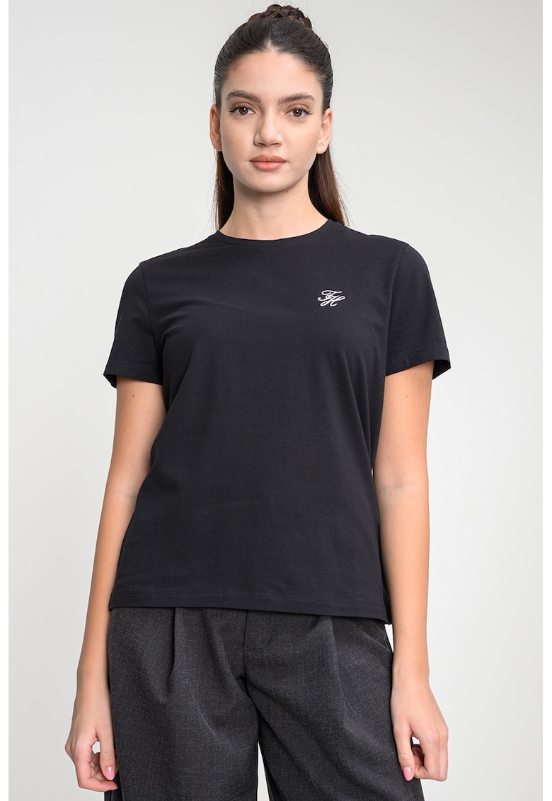 Tricou din amestec de bumbac cu dungi - Negru