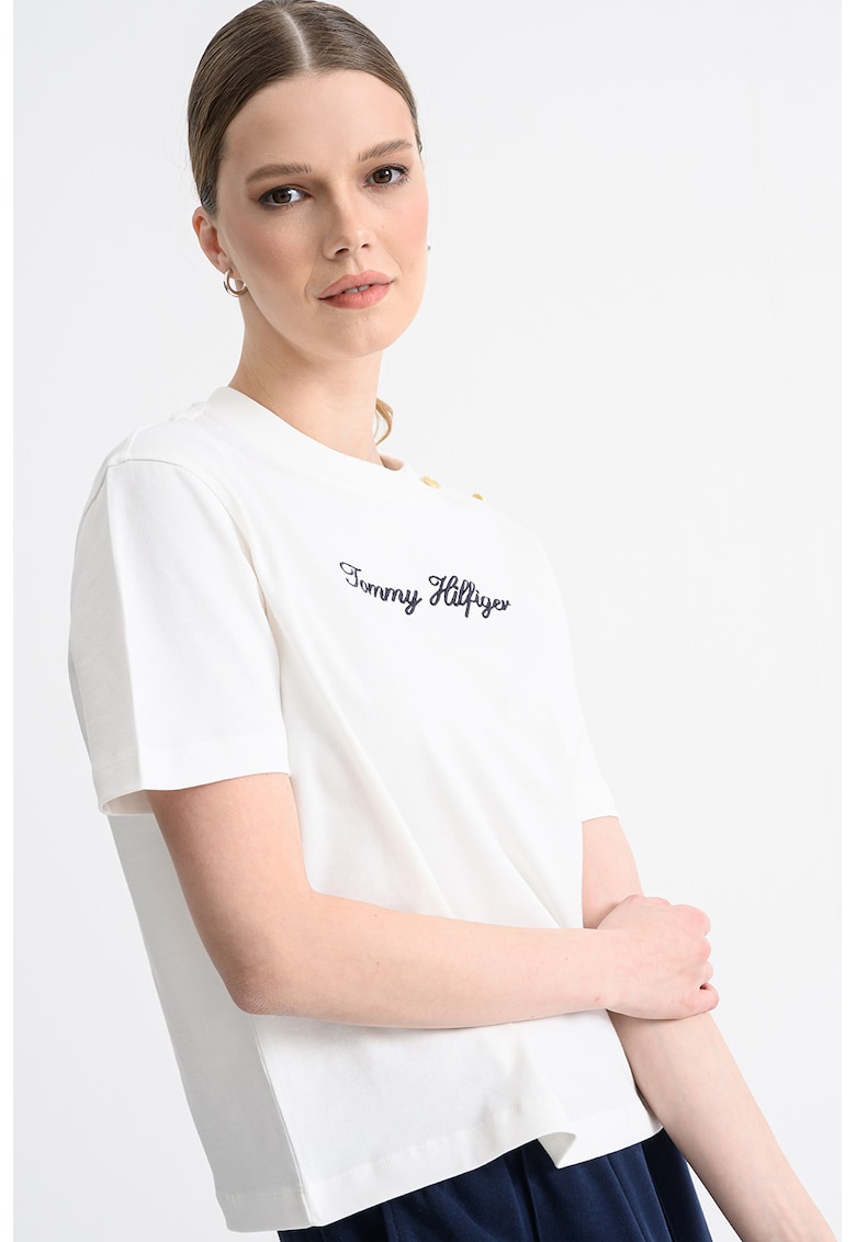 Tricou din bumbac cu logo - Alb/Negru