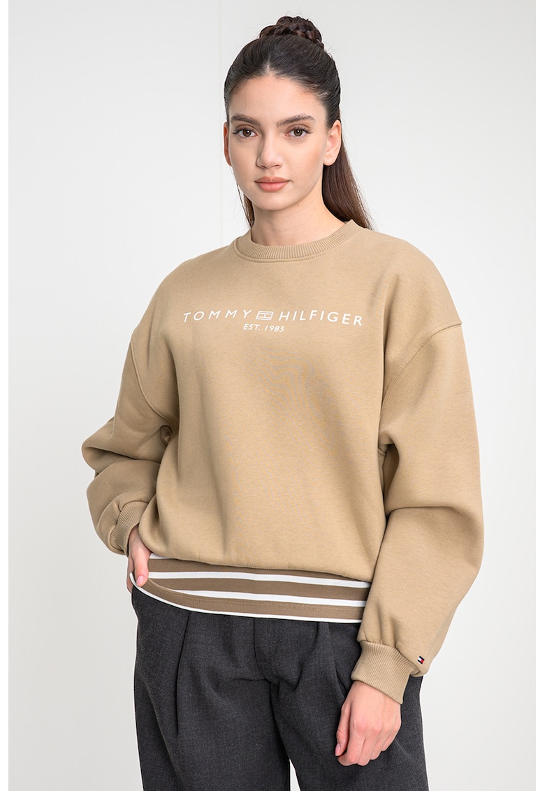 Bluza de trening cu croiala regular-fit si logo - Maro deschis