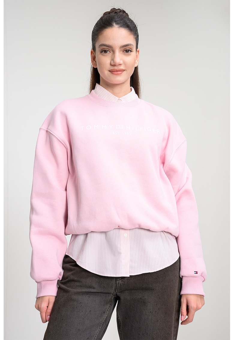 Bluza de trening cu croiala regular-fit si logo - Roz