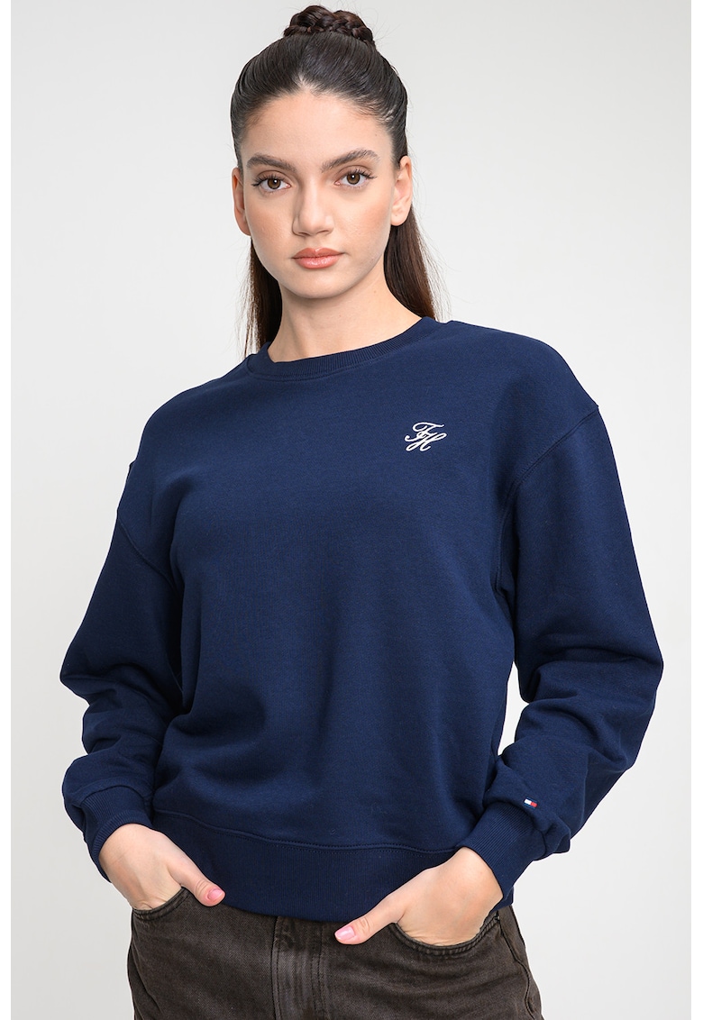 Bluza de trening cu maneci cazute - Bleumarin