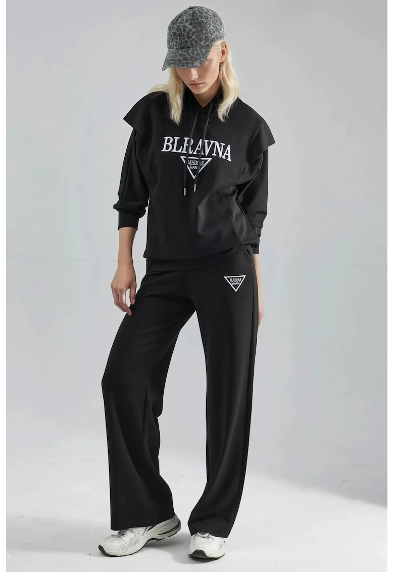 Set din doua piese - cu gluga - negru - jerseu