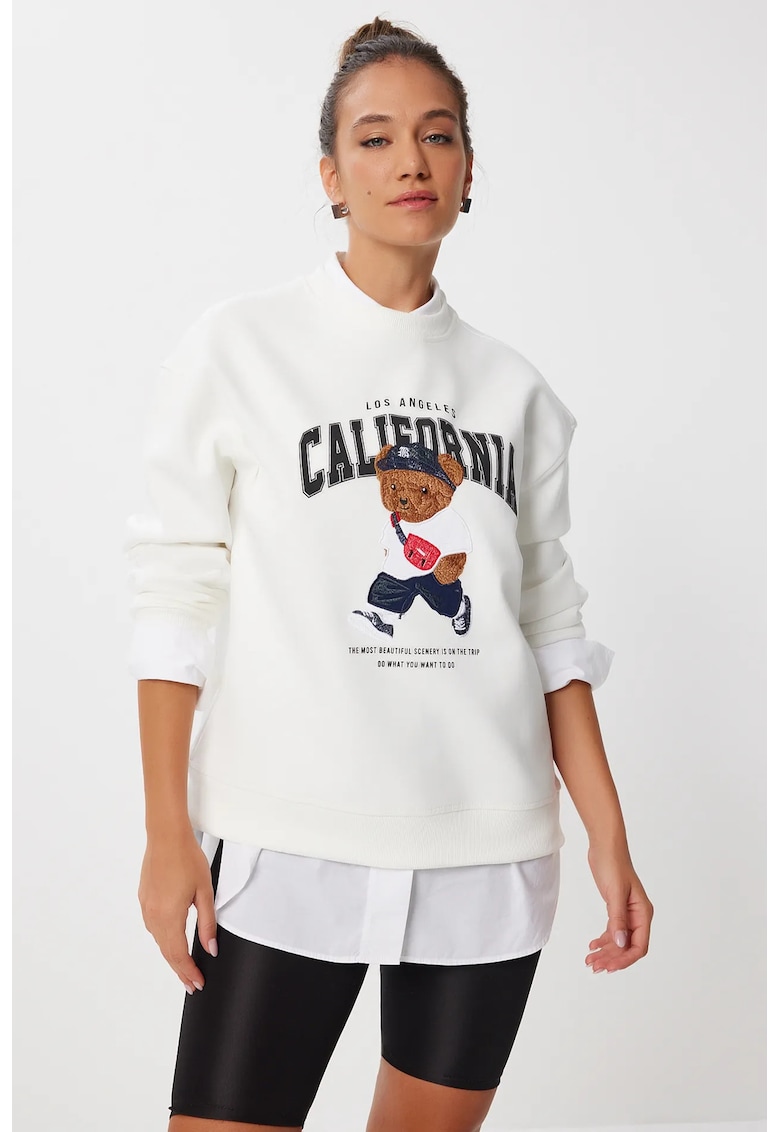 Hanorac dama - Happiness Istanbul - alb fildes - textil