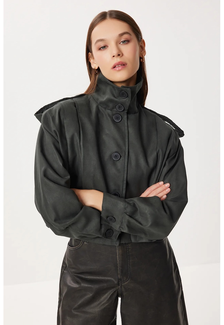 Geaca bomber - Happiness Istanbul - piele intoarsa - verde inchis