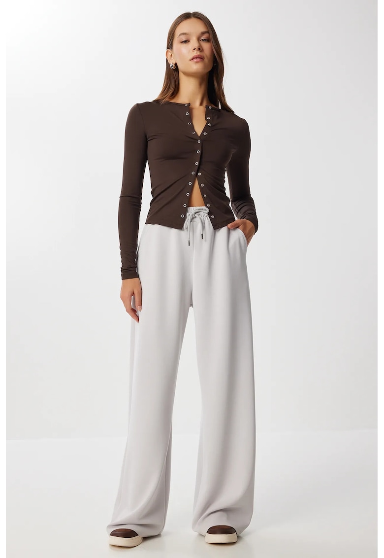 Pantaloni dama - Happiness Istanbul - pantaloni de trening cu gri textil - Gri deschis