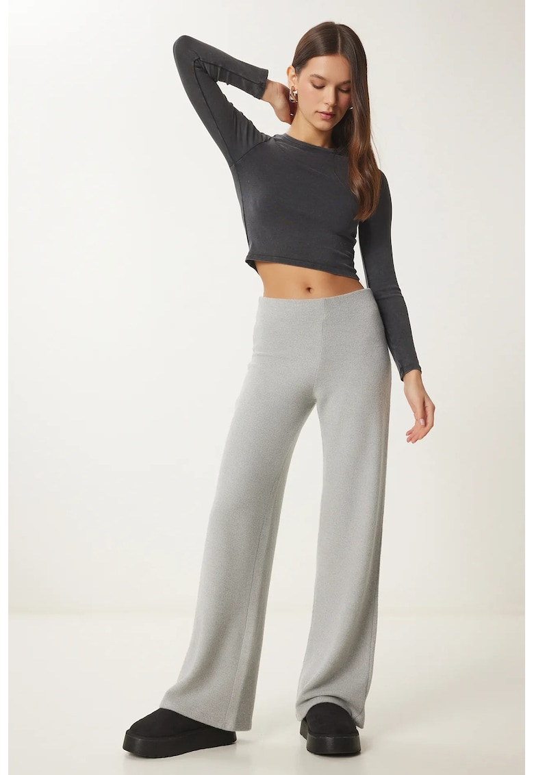 Pantaloni dama - Happiness Istanbul - pantaloni largi gri deschis - textil - Gri deschis