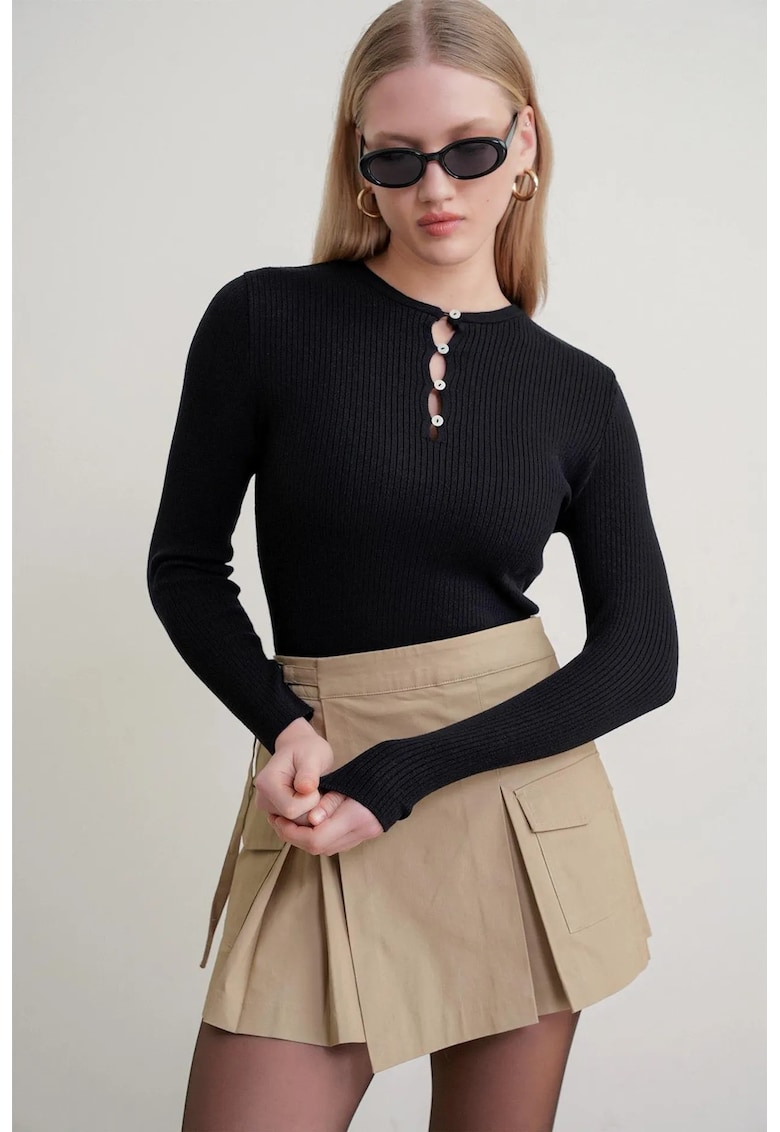 Bluza dama - slim fit - negru - tricot