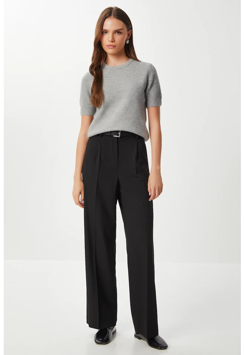 Pantaloni dama - Happiness Istanbul - plisati - negru - textil - Negru