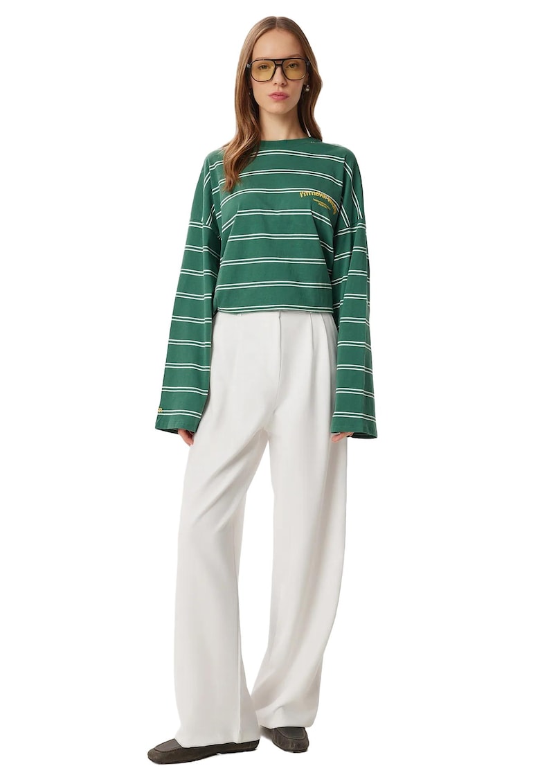 Pantaloni dama - Happiness Istanbul - Palazzo - cu buzunare - alb - textil