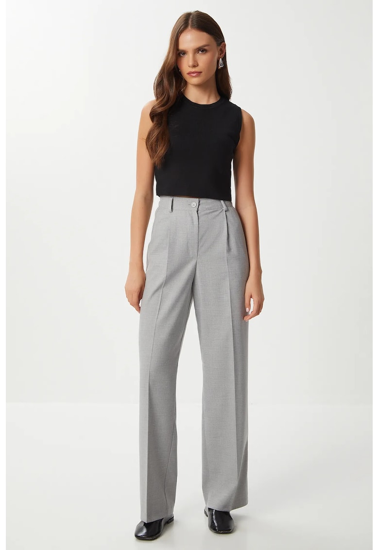 Pantaloni dama - Happiness Istanbul - gri - textil - Gri