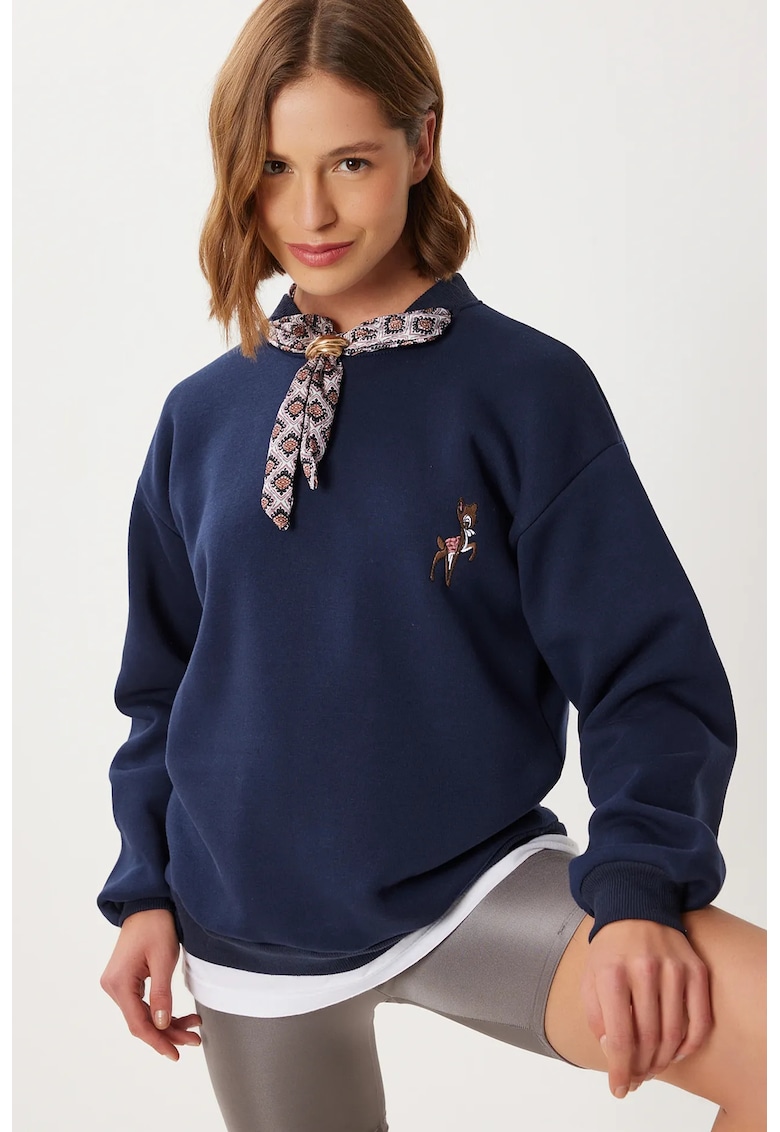 Hanorac dama - Happiness Istanbul - albastru marin - textil