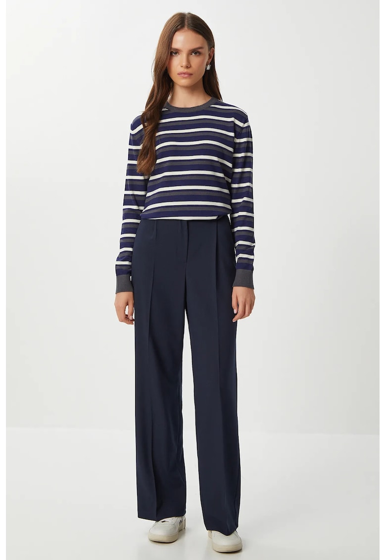 Pantaloni dama Happiness Istanbul plisati - Albastru marin