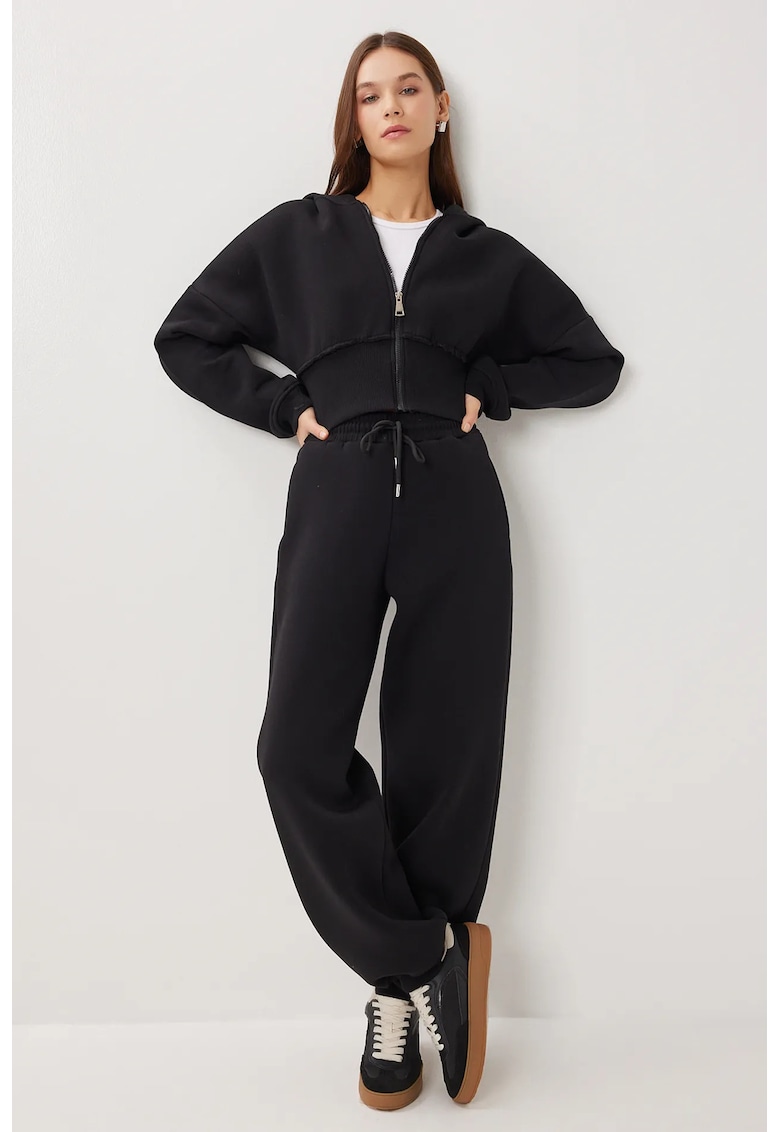 Trening dama Happiness Istanbul - Hanorac cu Gluga - Pantaloni Largi - Negru
