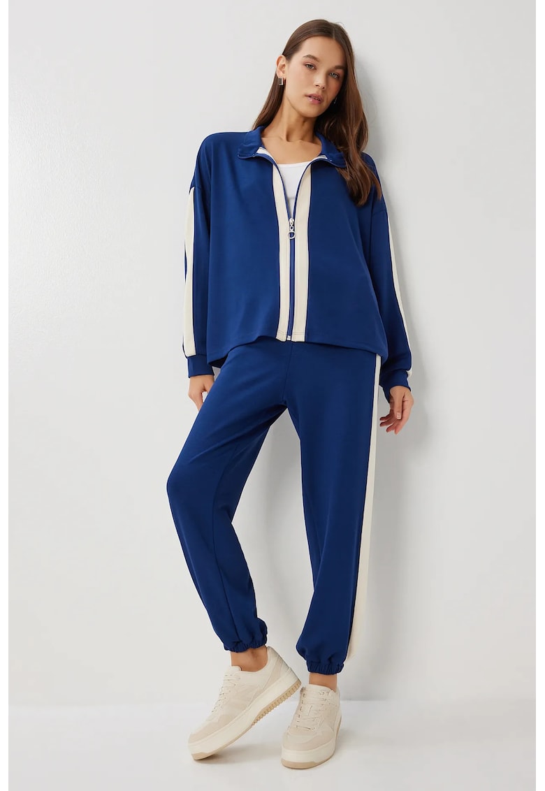 Costum dama - Happiness Istanbul - set din doua piese - maneca lunga - bleumarin - material de calitate