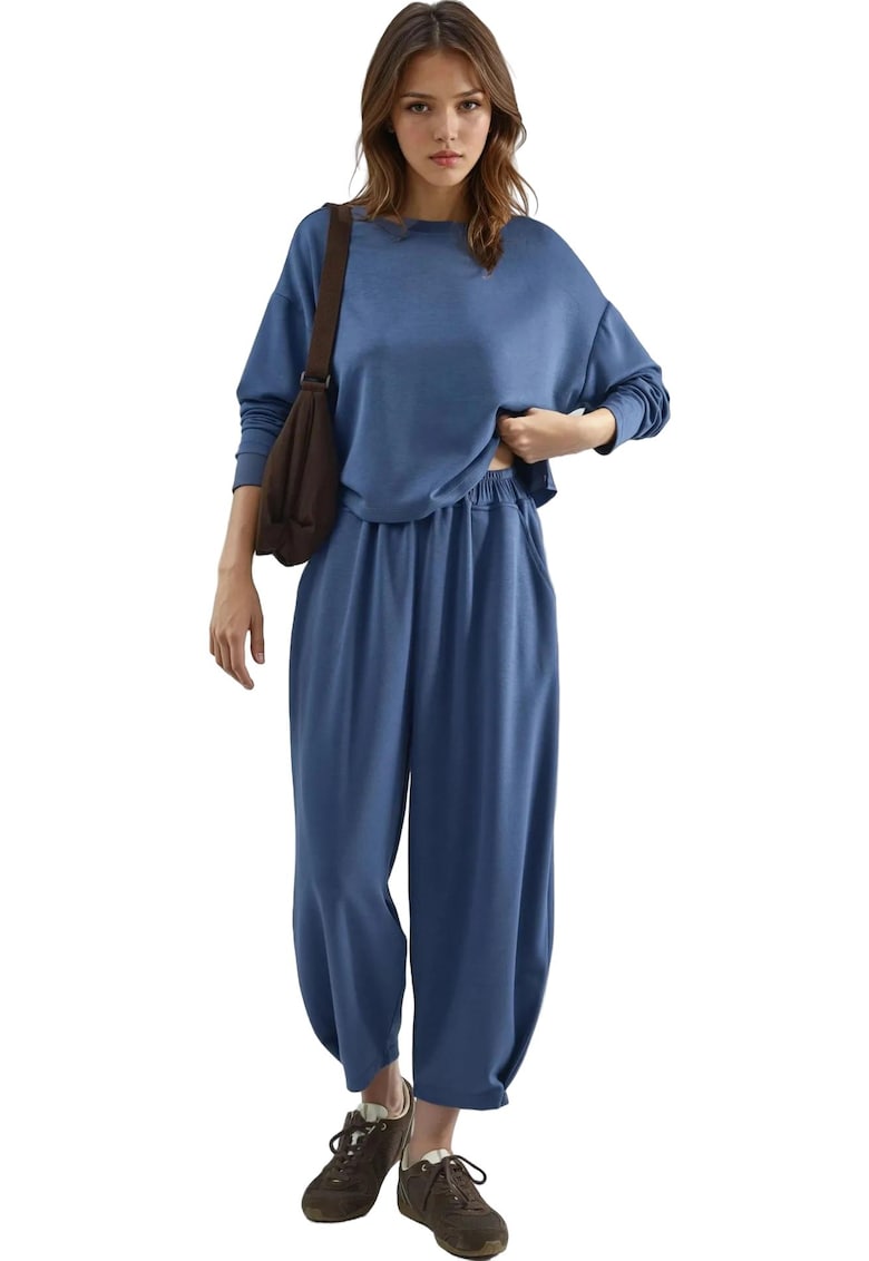 Compleu dama - Textil - Albastru cobalt -