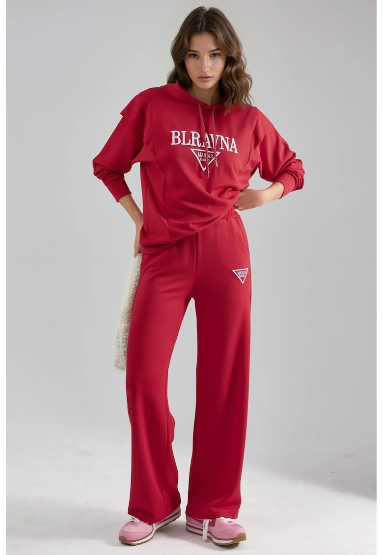 Set din doua piese - cu gluga - rosu - textil