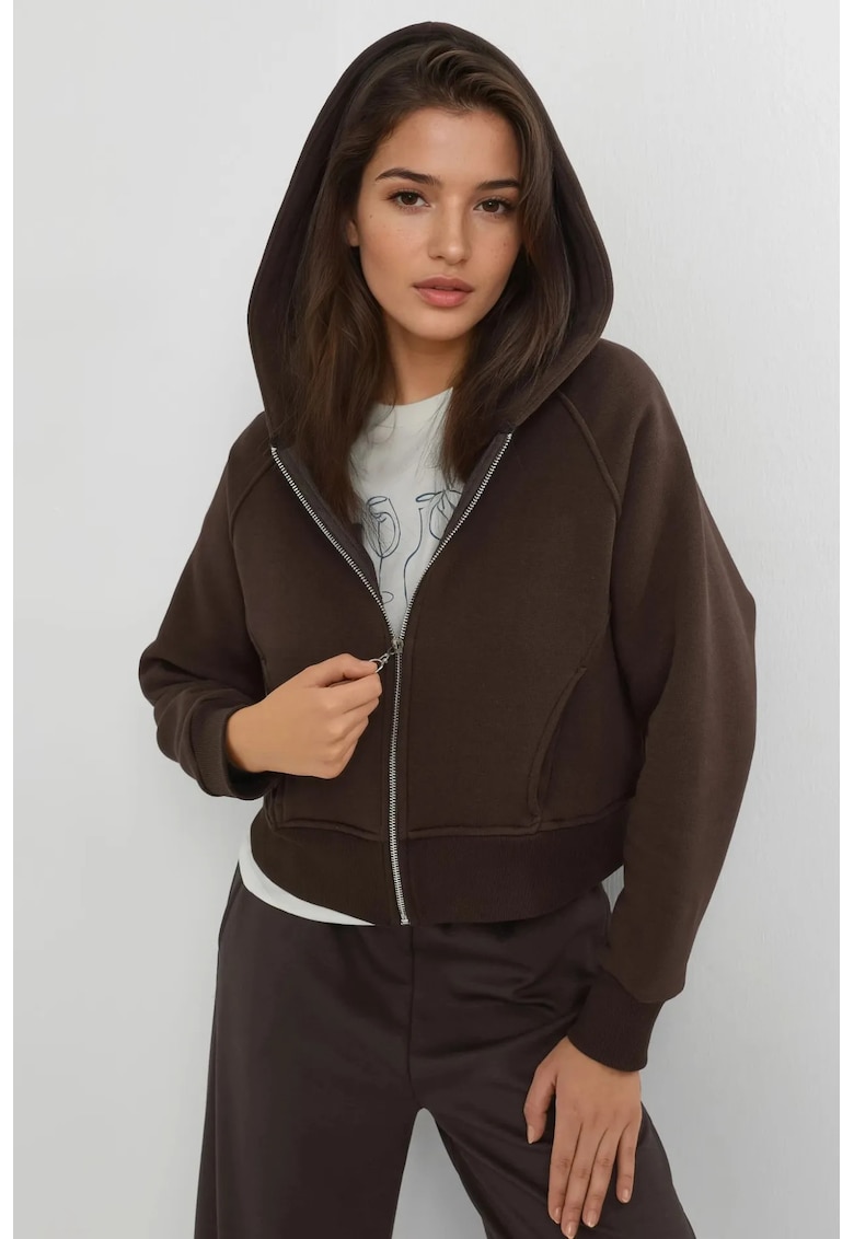 Hanorac dama - Relaxed Fit - maro cafeniu - textil