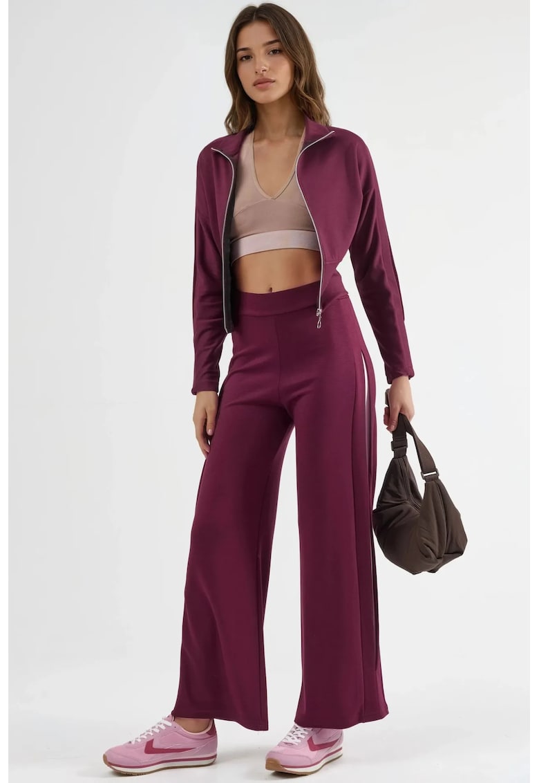 Trening din doua piese - talie inalta - rosu - jerseu