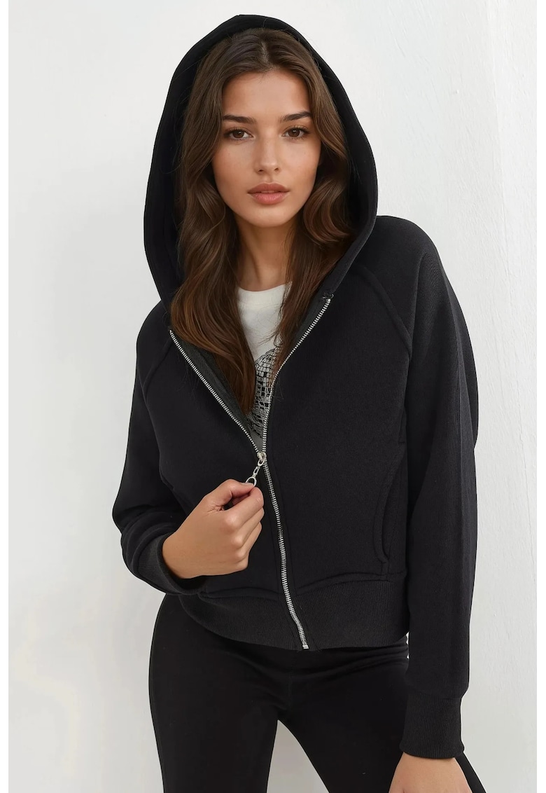 Hanorac Femei croiala lejera - negru - textil