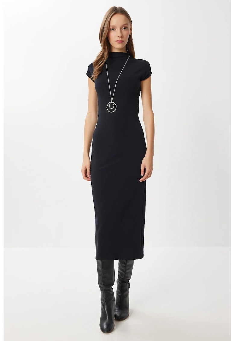 Rochie midi - Happiness Istanbul - mulata - neagra - jerseu