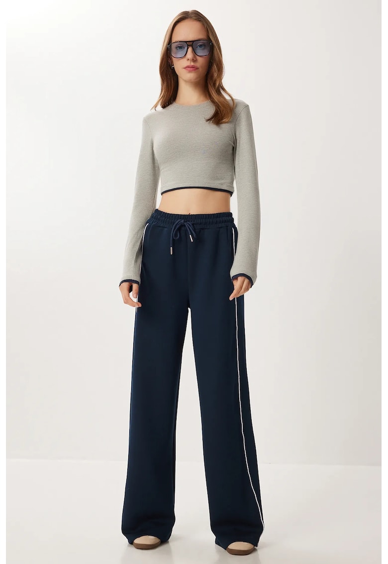 Pantaloni dama - Happiness Istanbul - de bumbac - regular fit - bleumarin - Albastru marin