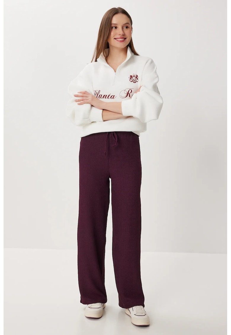 Pantaloni dama - Happiness Istanbul - talie inalta - picior mov - textil