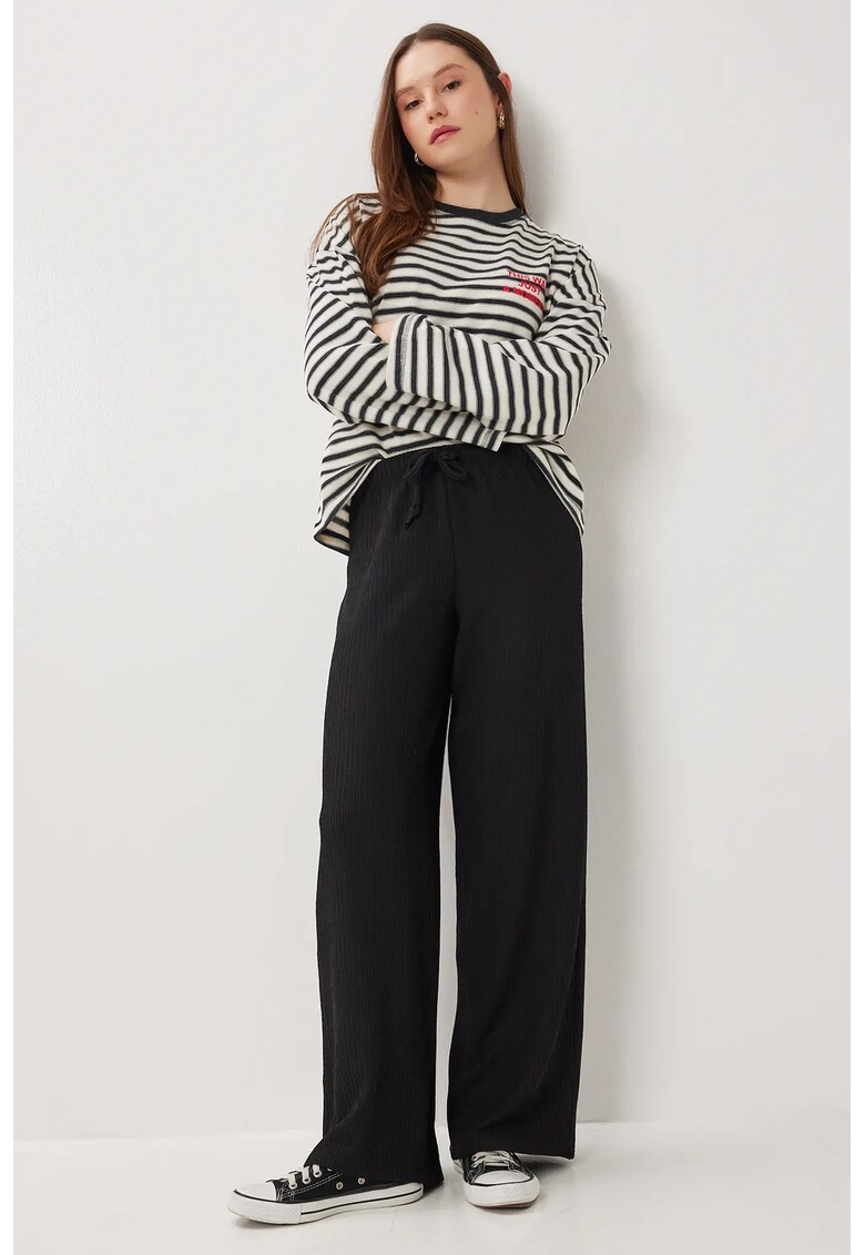 Pantaloni dama - Happiness Istanbul - talie inalta - negru - textil - Negru