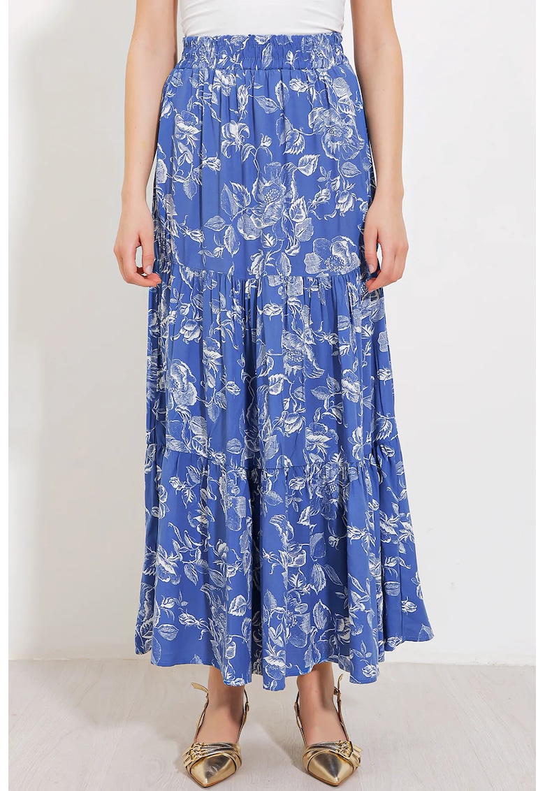 Fusta maxi albastru - textil -