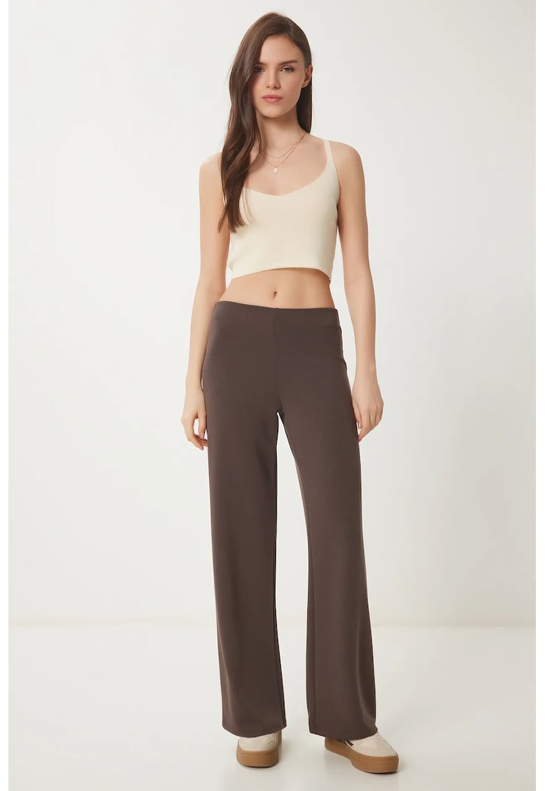 Pantaloni dama - Happiness Istanbul - Pantaloni de trening Regular Fit - talie elastica - mocca - textil