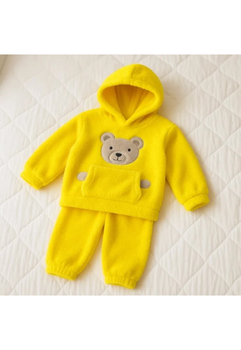 Set pufos hanorac si pantaloni welsoft - yellow - Galben
