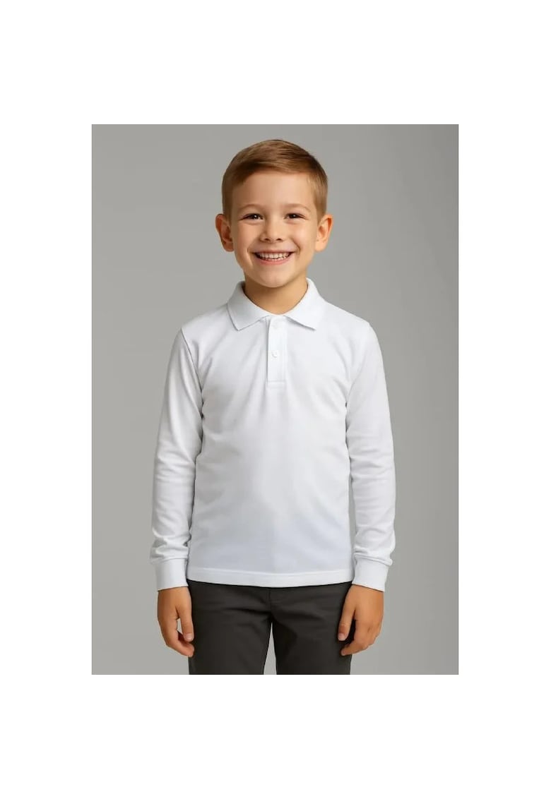 Tricou polo din bumbac pentru copii - cu maneca lunga