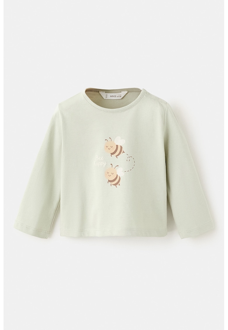 Bluza din bumbac cu capse pe umar - Verde pal