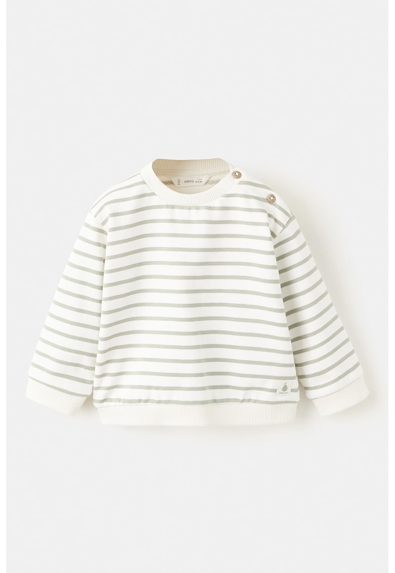 Bluza de trening din bumbac cu model in dungi - Verde pal/Crem
