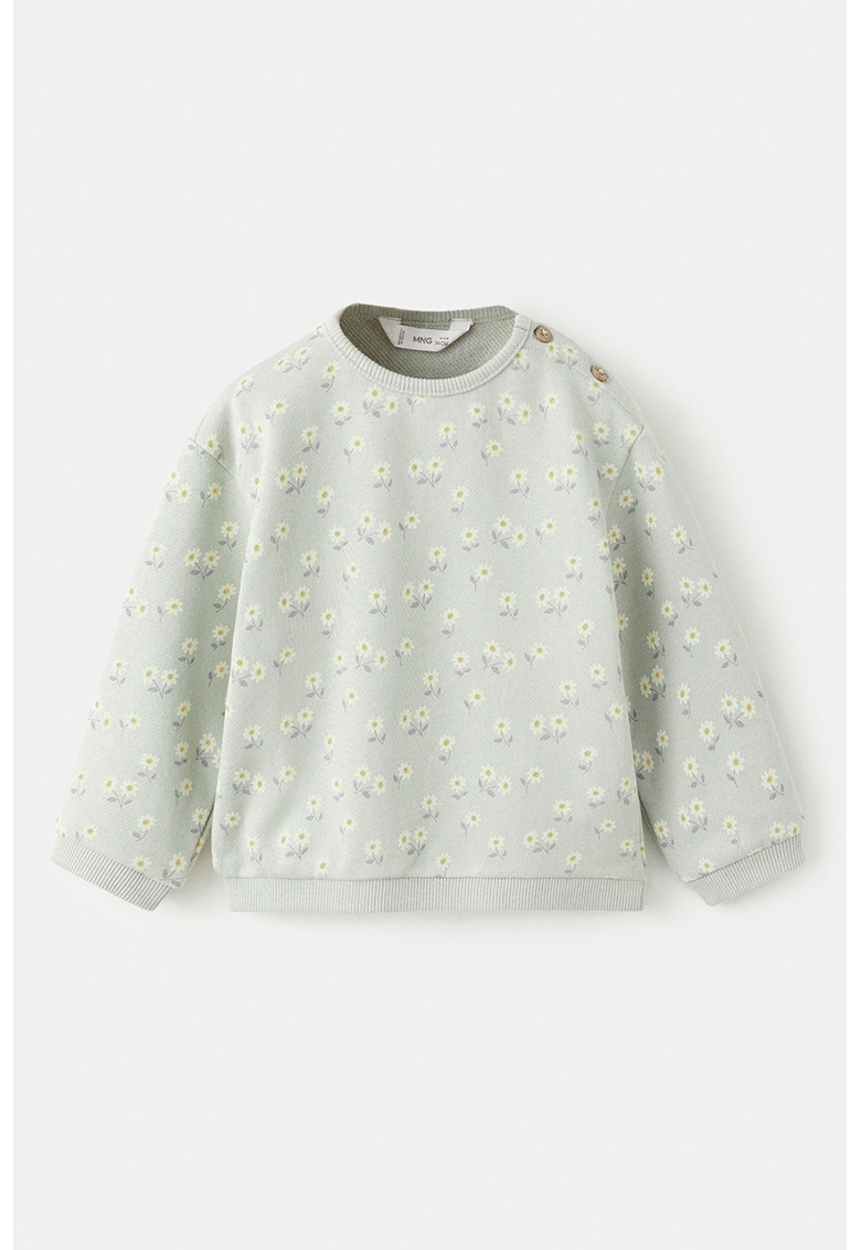 Pulover tricotat cu imprimeu floral - Verde pal