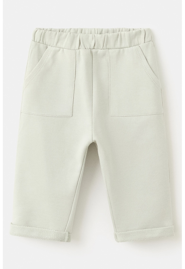 Pantaloni din bumbac cu buzunare laterale - Verde pal